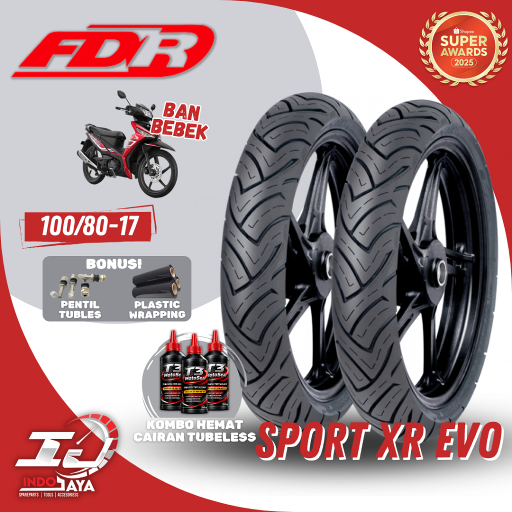 (BONUS PENTIL) BAN FDR SPORT XR EVO TUBELESS (100/80-17) RING 17 BAN MOTOR BEBEK / SUPERMOTO / MOTOR
