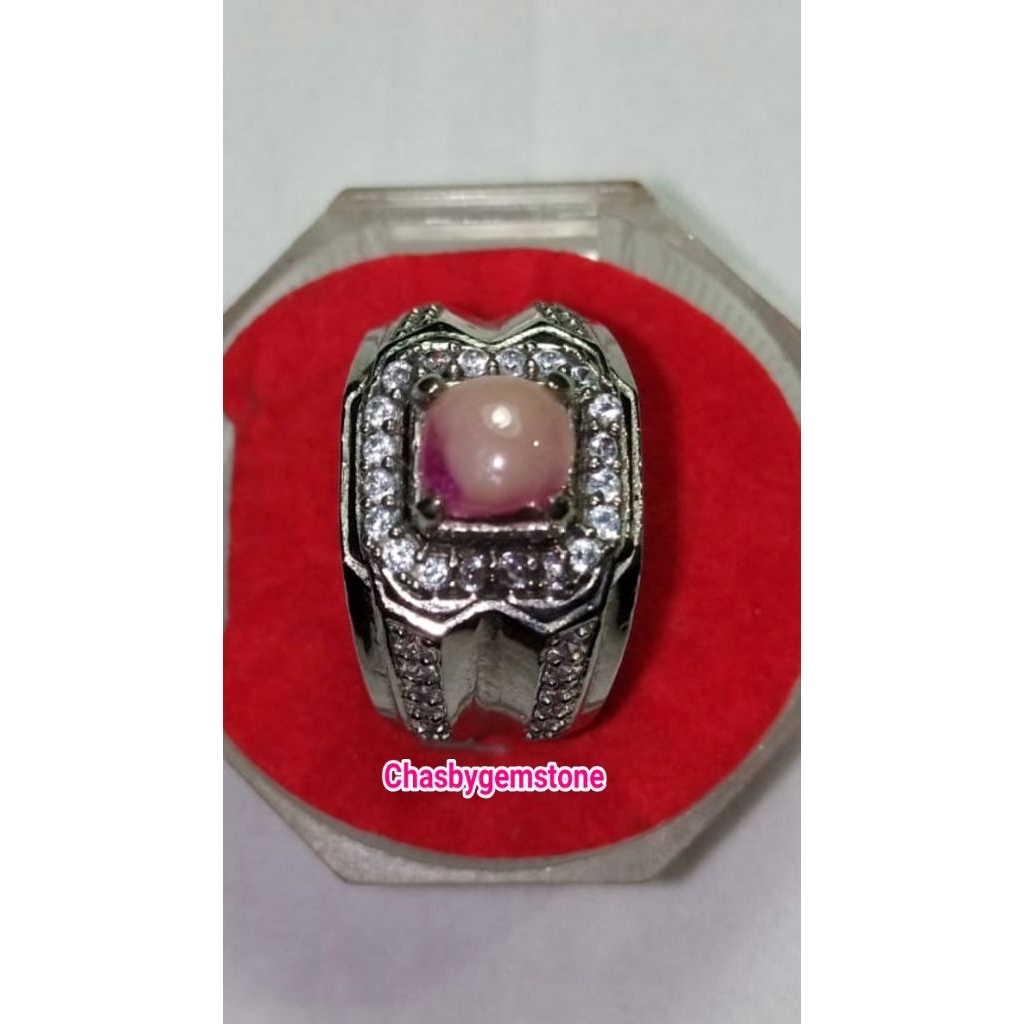 Batu Permata mirah delima crystal-Cincin Batu Ruby belang Birma HQ