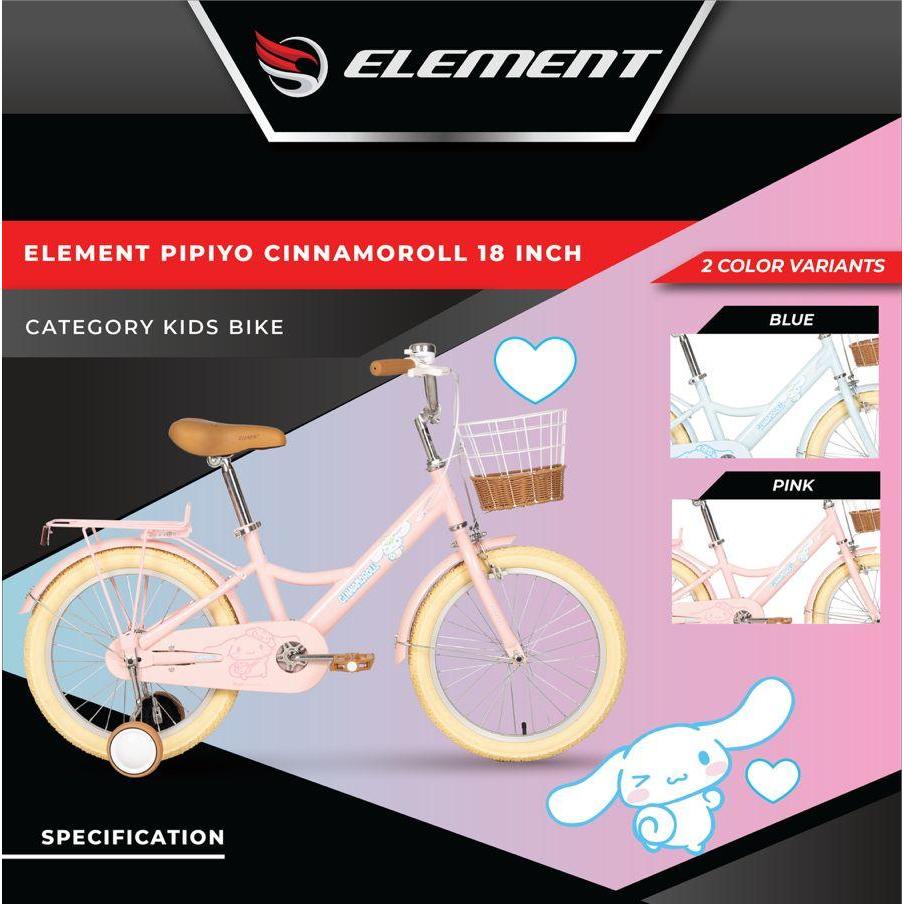 sepeda anak mini 18 inch element pipiyo cinnamoroll sepeda by element