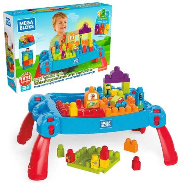 Mega Bloks Build n Learn Table - Meja Portable Mega Bloks