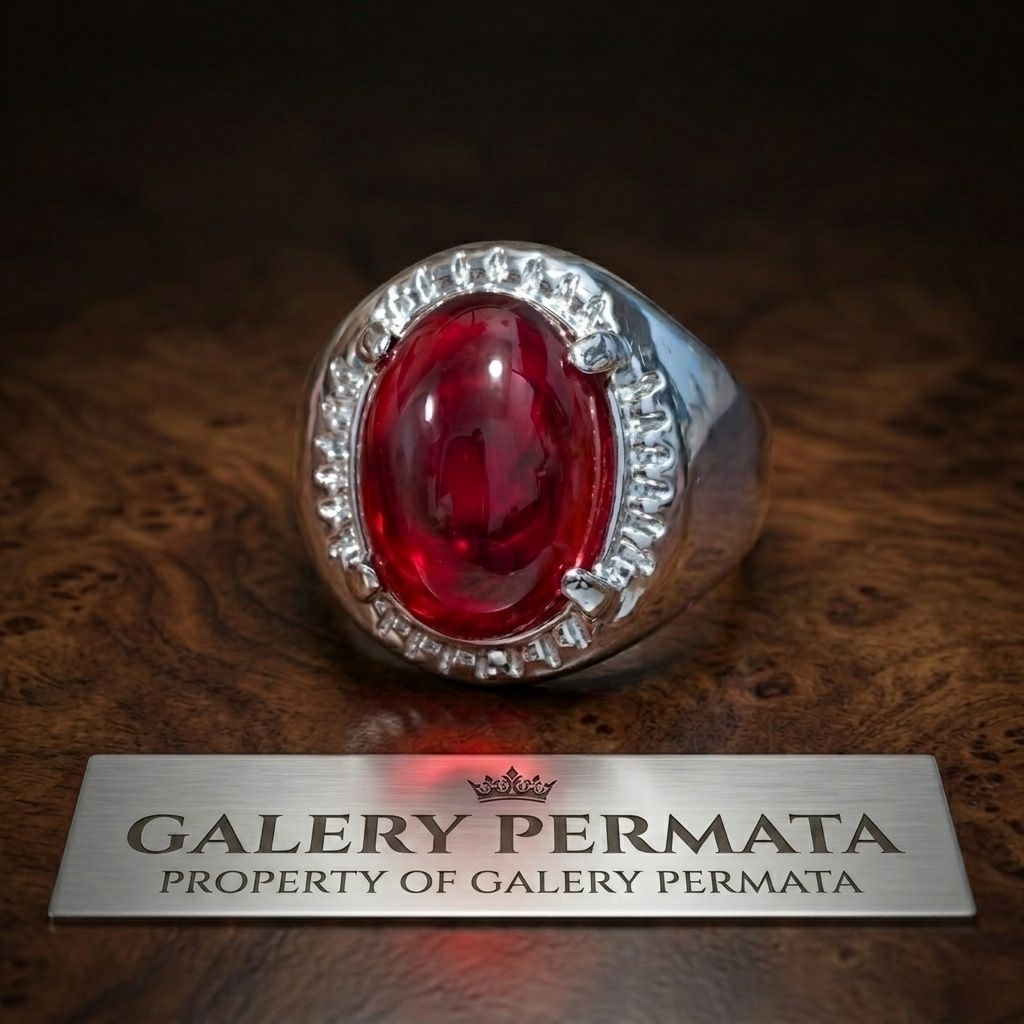 Cincin Batu Permata Merah Delima Siem Super