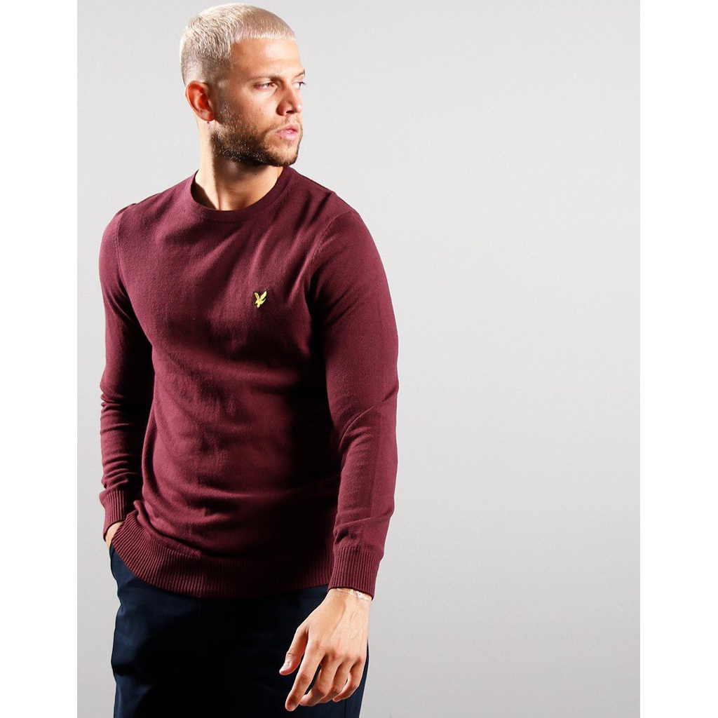 Lyle And Scott Crewneck Jumper Merino Sweatshirt In Burgundy