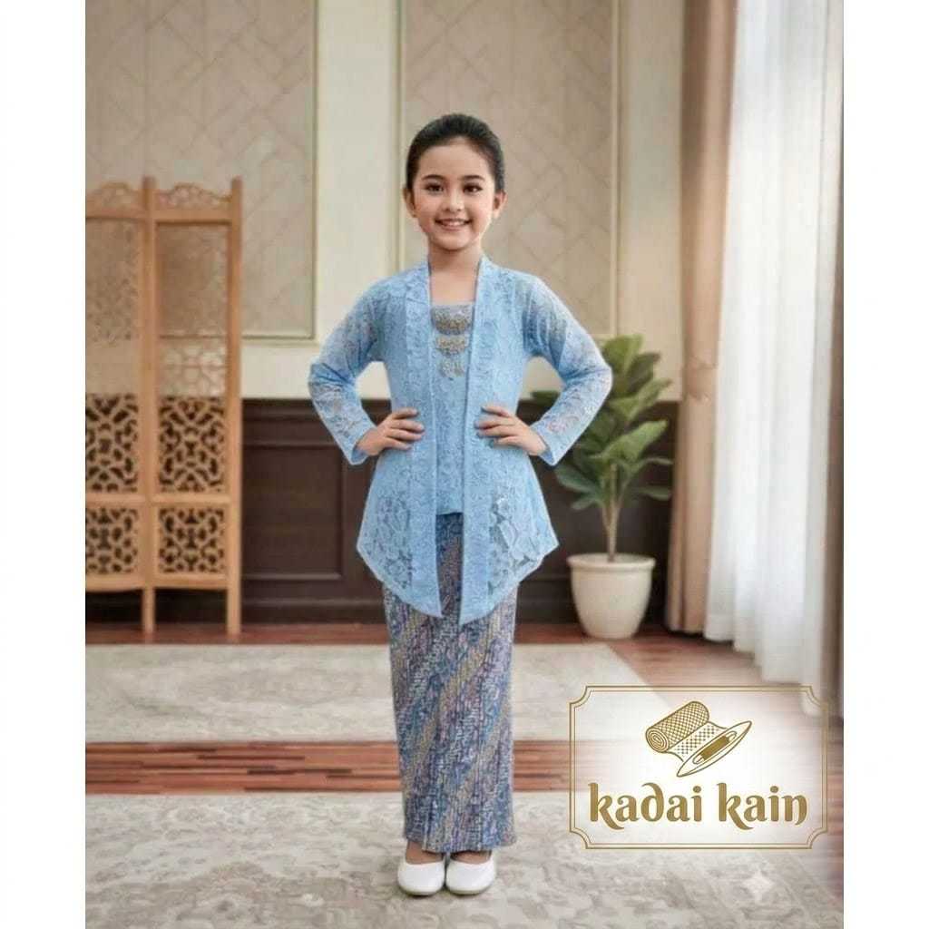 KK Setelan Kebaya Anak Premium Brokat 5-14 Tahun Kebaya kutu baru anak Brokat // Kebaya