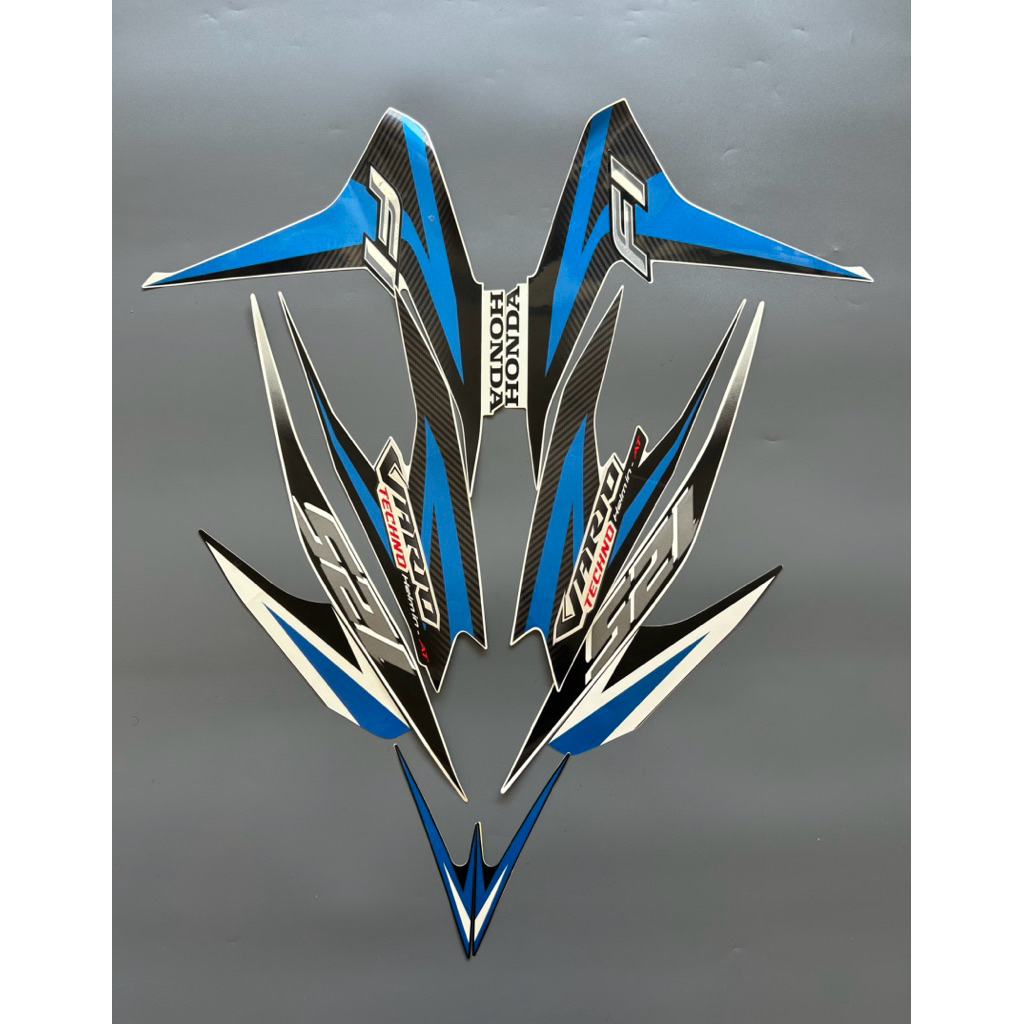 STRIPING STIKER VARIO TECHNO 125 2015 KZR PUTIH LIS BIRU ORIGINAL LOST PACKh