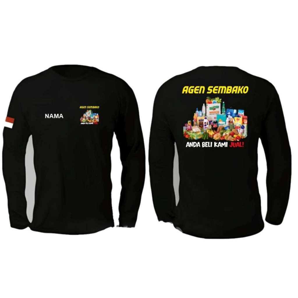 Kaos Distro Lengan Panjang AGEN SEMBAKO Free Nama Kaos Unisex