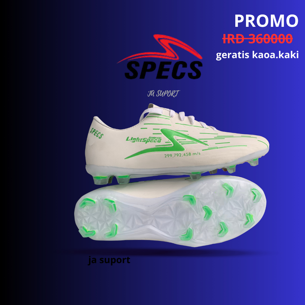 TERBARU Sepatu Bola Anak Dewasa Specs Light Speed Reborn Grade Original - PUTIH HIJAU SKY