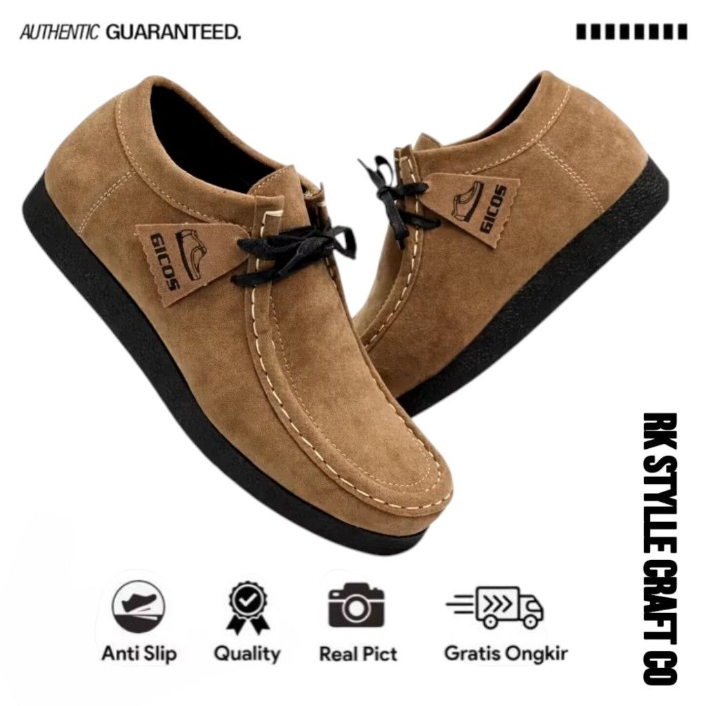 Sepatu Sneaker | Sepatu chadwik clark TAN | Kulit Swide | Sepatu Formal Casual | Pria Wanita | Unise