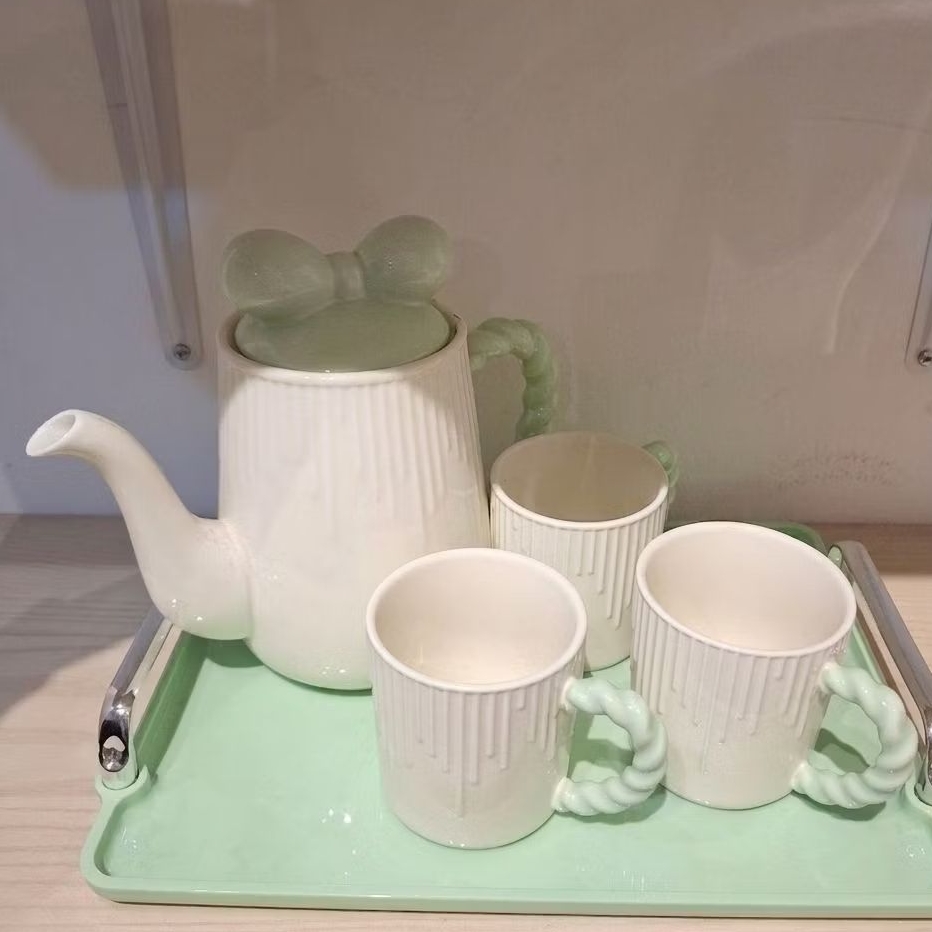 Set Teko Cangkir Keramik Aesthetic Set Tea Set Estetik Vintage Premium Kado