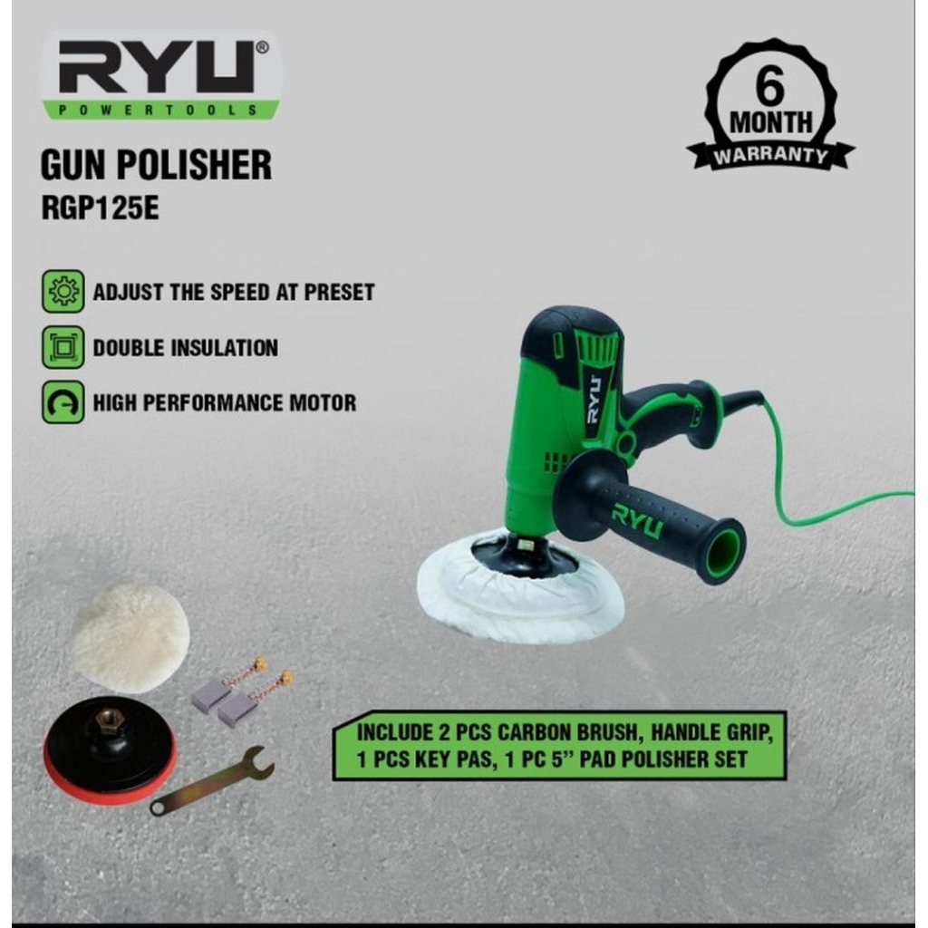 MESIN POLES MOBIL MOTOR RYU / MESIN POLISHER RYU RGP125 RE