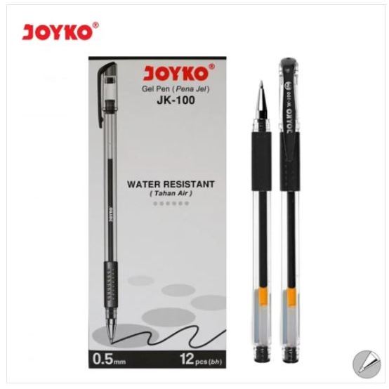 Pulpen Gel - Pen Gel Joyko JK-100 0,5 - Hitam (1 Lusin)