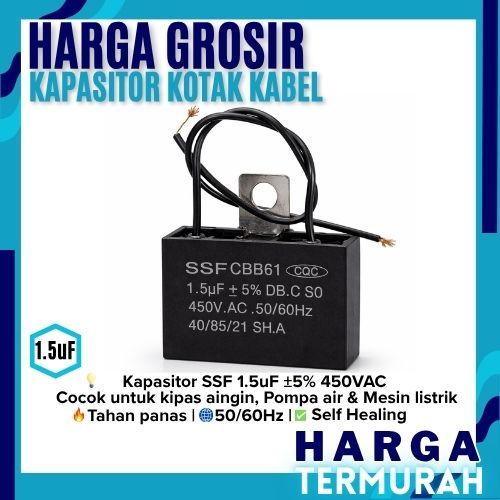 KAPASITOR KOTAK KABEL 1.5UF | KAPASITOR FAN | KAPASITOR POMPA | KAPASITOR KOTAK KIPAS ANGIN
