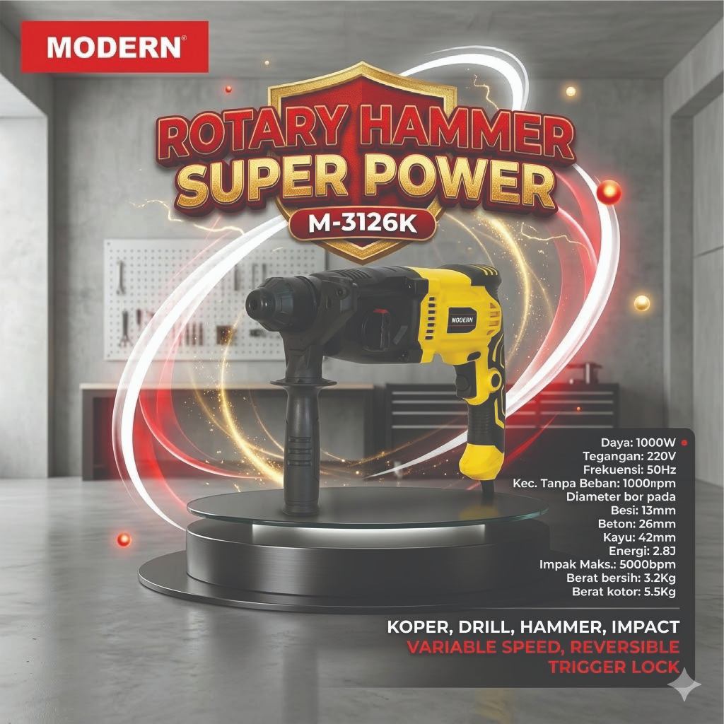 Modern M-3126K Mesin Bor Bobok Beton Rotary Hammer Drill M3126K - Bor SDS Plus