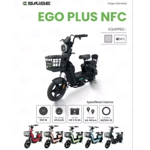 sepeda listrik saige ego plus/saige ego plus/sepeda listrik ego plus/sepeda listrik baterai SLA