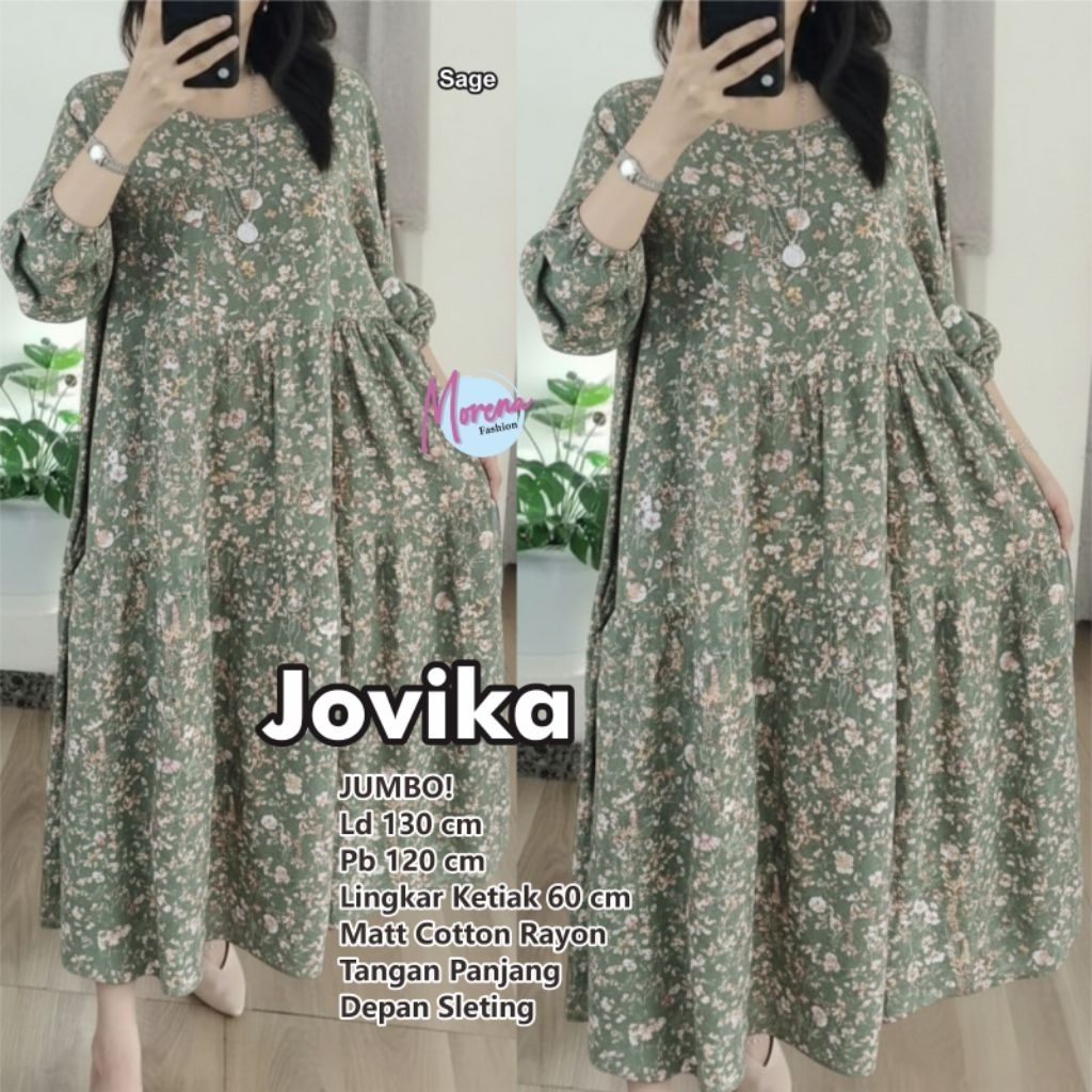 JOVIKA TUNIK JUMBO ELEGAN MOTIF BUNGA/TUNIC MIDI CASUAL ADEM OVERSIZE/RAYON IMPORT LD 130 CM FIT XXX