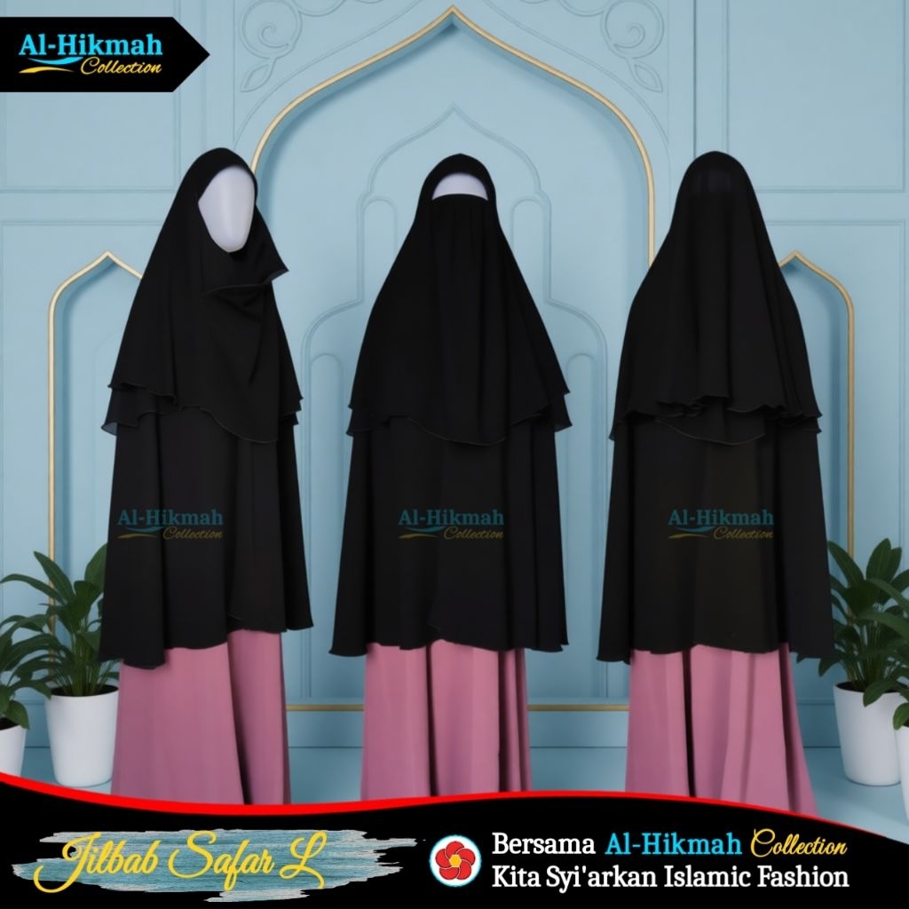 Jilbab Safar Purdah 2 Lapis Cadar Resleting Wolfis L | Jilbab Cadar Rits Plus Purdah 2 Lapis