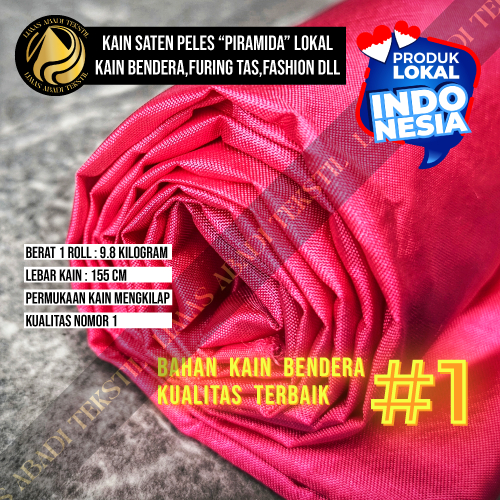 Kain Satin Peles PIRAMIDA (Pink Fanta)1 Roll 50 100 Yard Setara Kahatex Furing Fashion Serbaguna Tas
