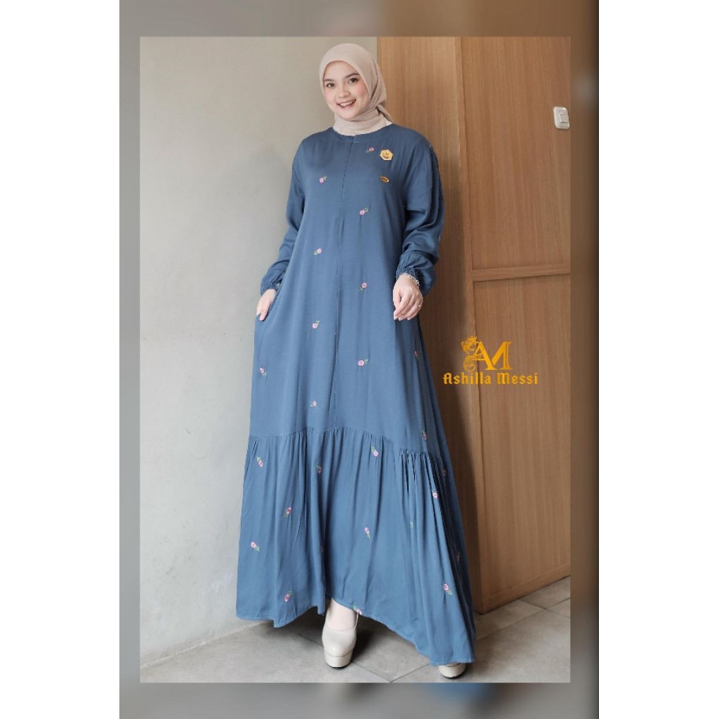 NEW  GAMIS ASIQA BORDIR BAHAN KATUN TWILL SUPER PREMIUM ORI ASHILLA MESSI