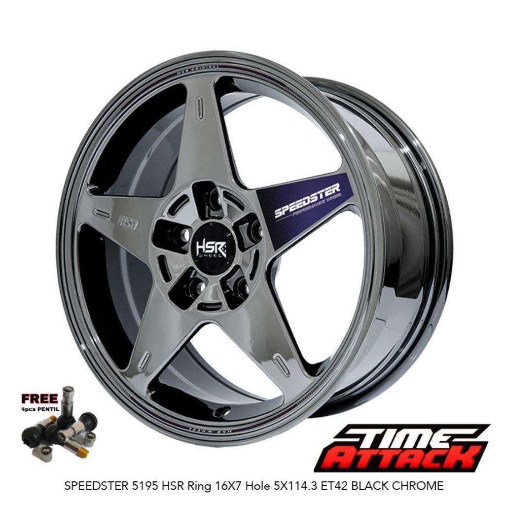 Velg Mobil Xpander Ring 16 HSR Wheel Speedster Black Chrome Velg HSR R16