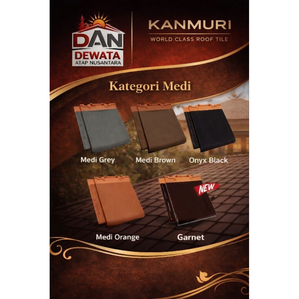 genteng keramik kanmuri full flat onyx black