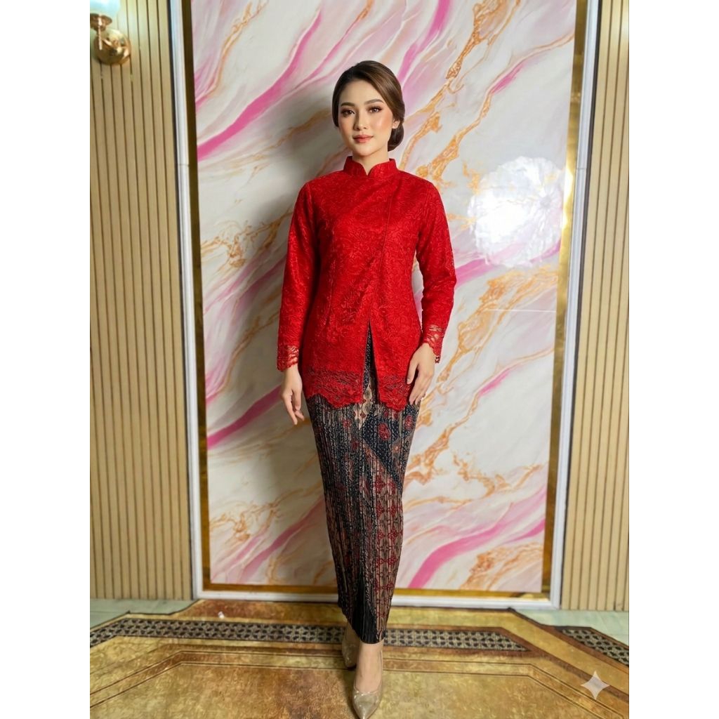 Begaya-Kebaya Brokat Model Janggan/Pakaian Wisuda Modern/Kebaya Kondangan/Baju Blouse Wanita
