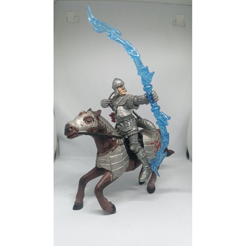 Mainan Ksatria Pemanah Berkuda + Busur Biru | Action Figure Kuda Armor | Koleksi Anak & Display