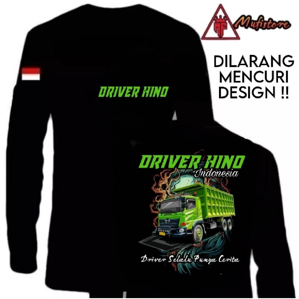 KAOS LENGAN PANJANG, DRIVER HINO, WARNA TULISAN IJO