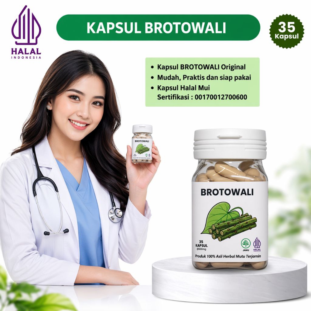 Kapsul Brotowali Gatal Kulit Eksim Alergi Biduran Herbal daun Jamu Isi 50 BPOM