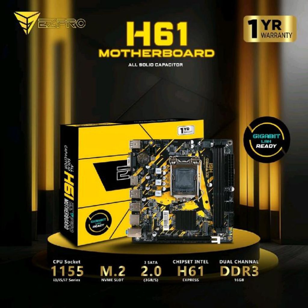 MOTHERBOARD H61 LGA 1155 BARU GARANSI 1 TAHUN