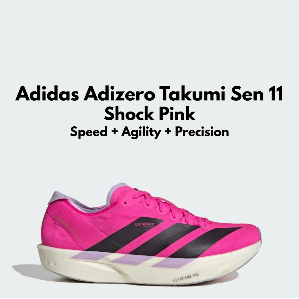 Adidas Adizero Takumi Sen 11 Shock Pink Sepatu Lari Pria Untuk Race, 5-10KM, Speed - JQ2812
