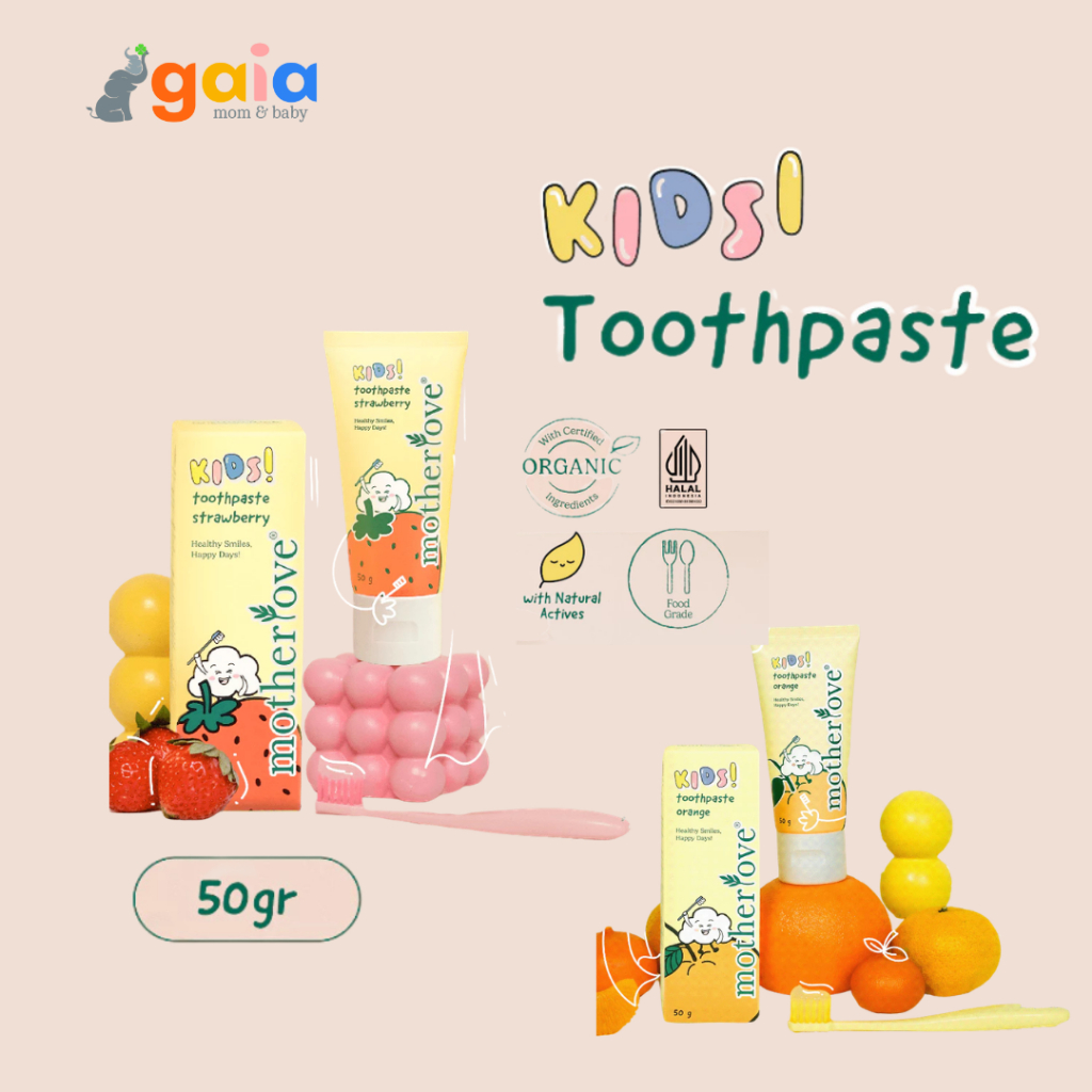 Motherlove Kids Toothpaste 50g with Fluoride 1000ppm & Hydroxyapatite | Pasta Gigi Anak Fluoride 100