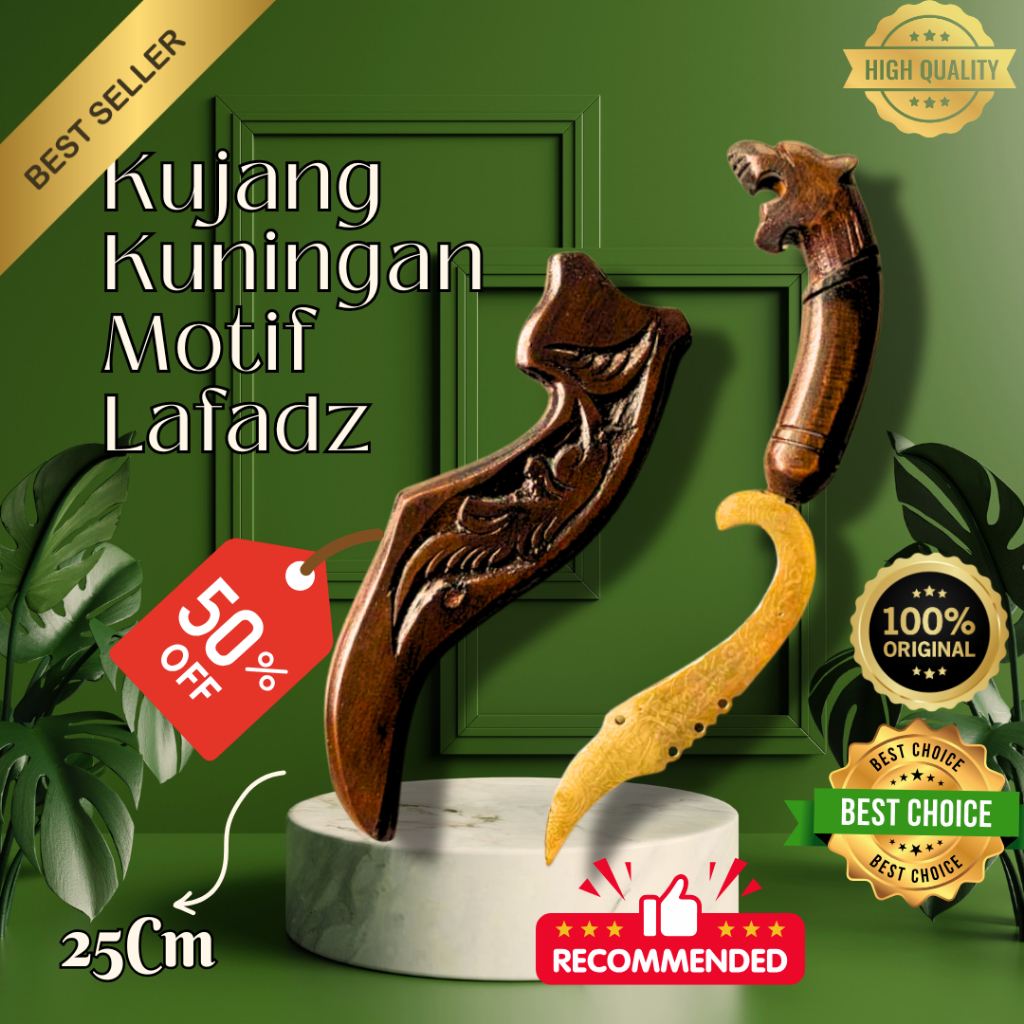 TERLARIS Perkakas Kujang Kuningan Motof Lafadz Panjang 25Cm