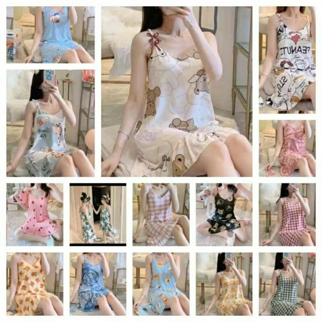 Daster yukensi spandex premium/Daster wanita tali kecil cup bra/Daster tali besar cup BH wanita