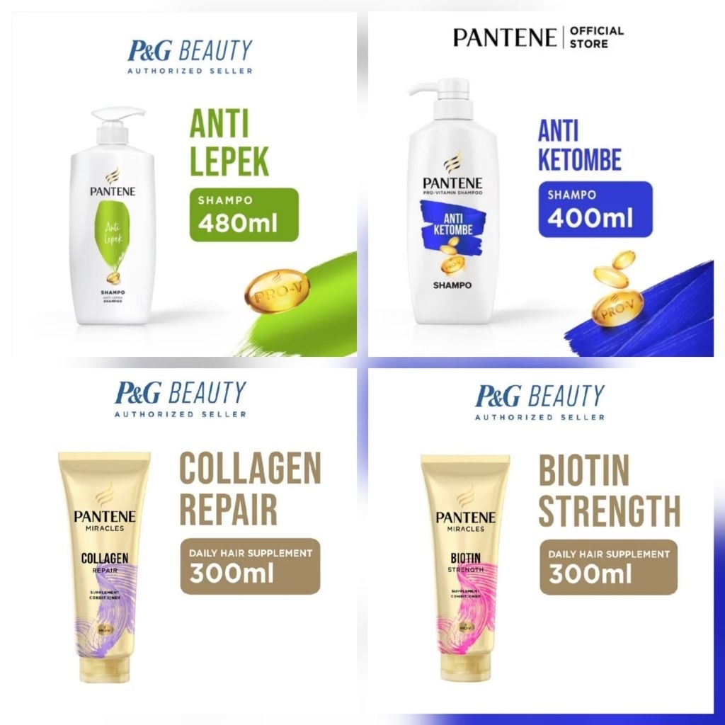 Pantene Shampoo Anti Lepek 480 ml Anti Ketombe 400 ml Pantene Miracles Conditioner 300 ml