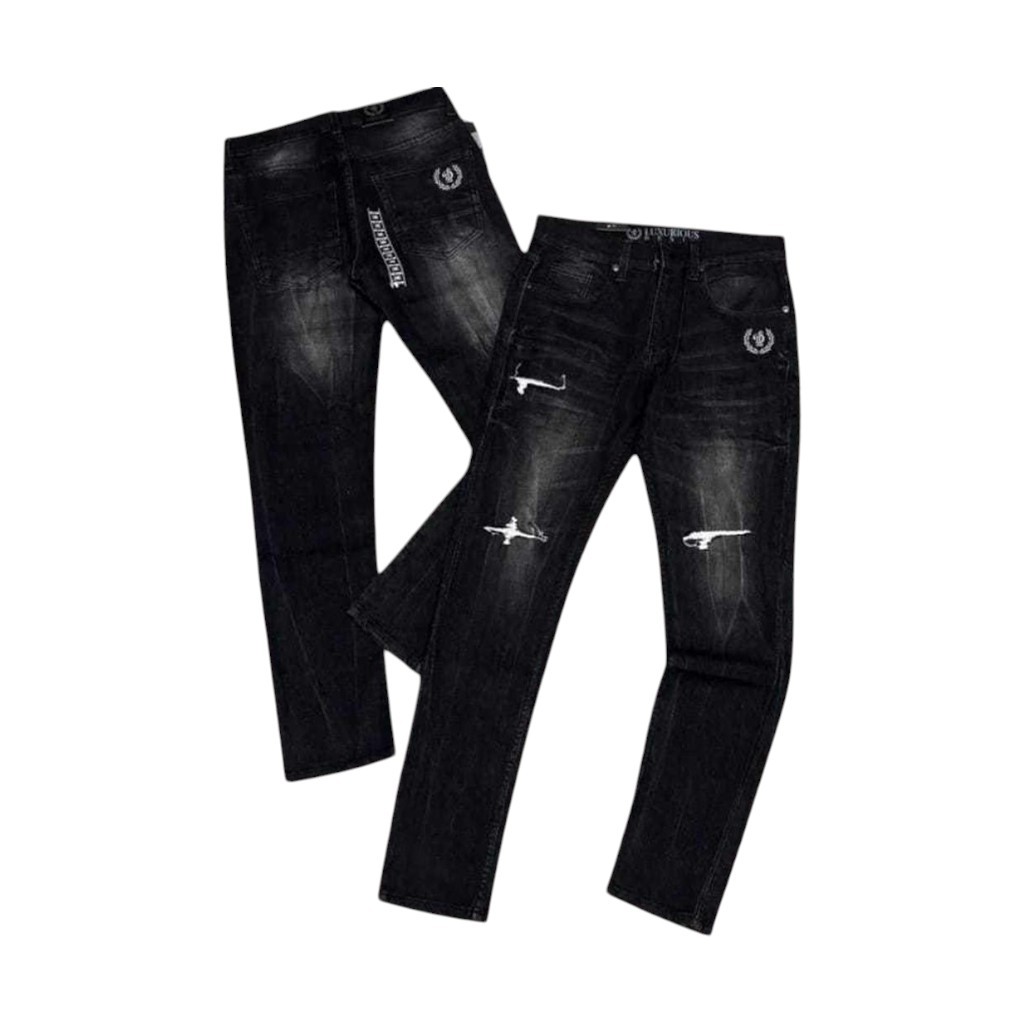 Celana Jeans Pria LUXURIOUS Slim Fit Stretch Denim Panjang Premium Casual