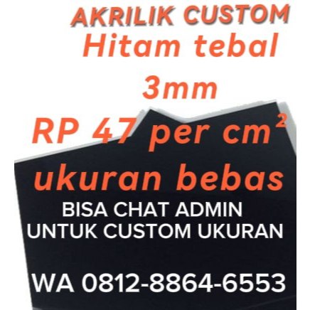 Akrilik Lembaran Potongan Custom Laser HITAM 3MM