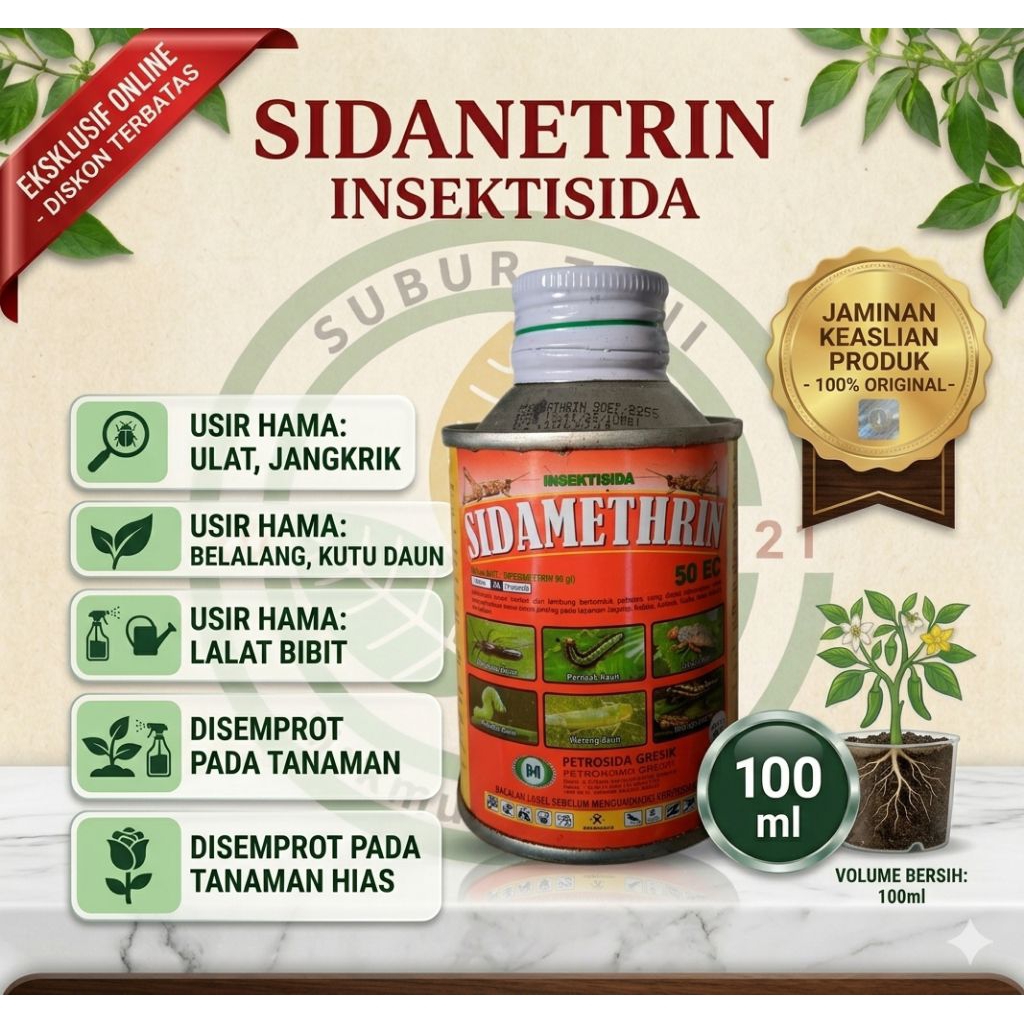 Insektisida Sidamethrin 50 EC 100 ml Sipermetrin ampuh usir hama trip, obat hama daun kriting, hasil