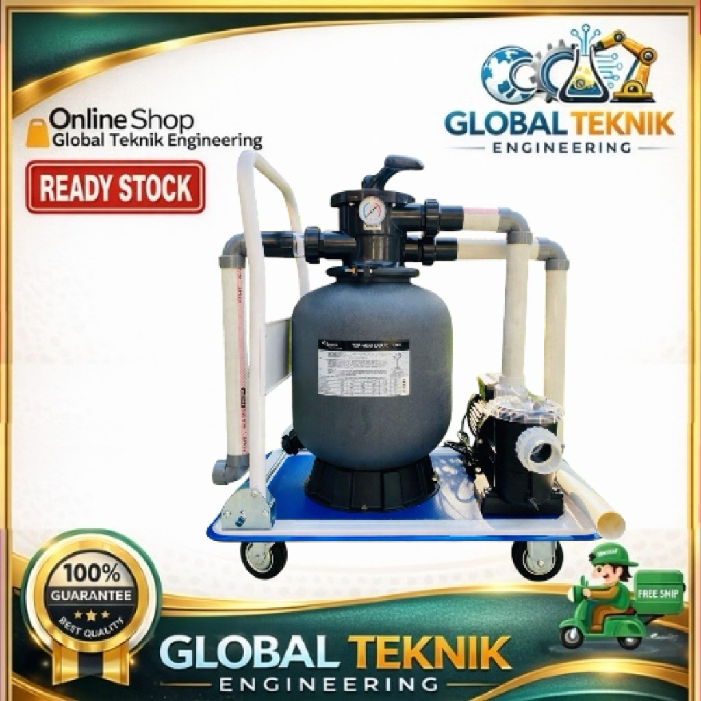 Paket Pompa Kolam Renang 1Hp Set Troli Mesin Vacuum Kolam Renang Paket Pompa Kolam Renang Venezia Tr