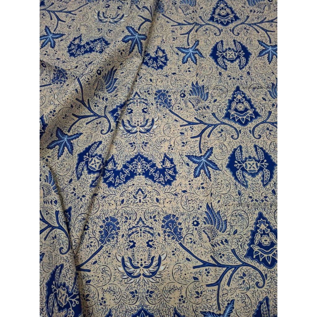 batik klasik solo lawasan warna biru bahan kain katun halus premium