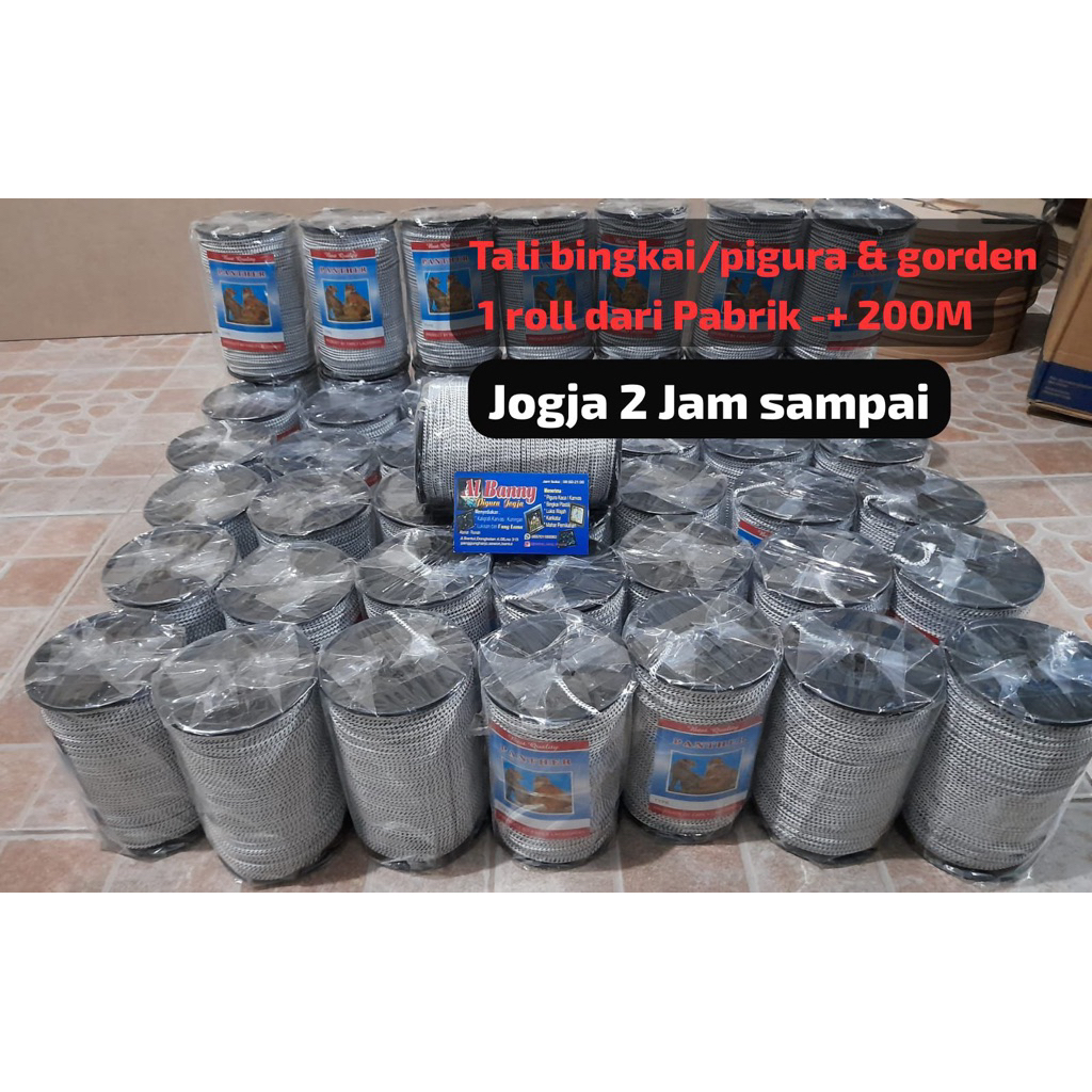 Tali Bingkai Panther Tali gantungan Pigura Tali Gorden Ecer & roll 200M Contoh kegunaan Geser gambar