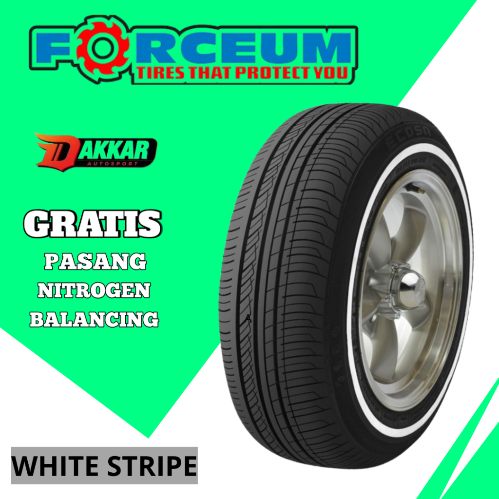 Ban Mobil List Putih R15 Ukuran 195 65 R15 Forceum Ecosa Wlw Ban Mobil Clasic R15