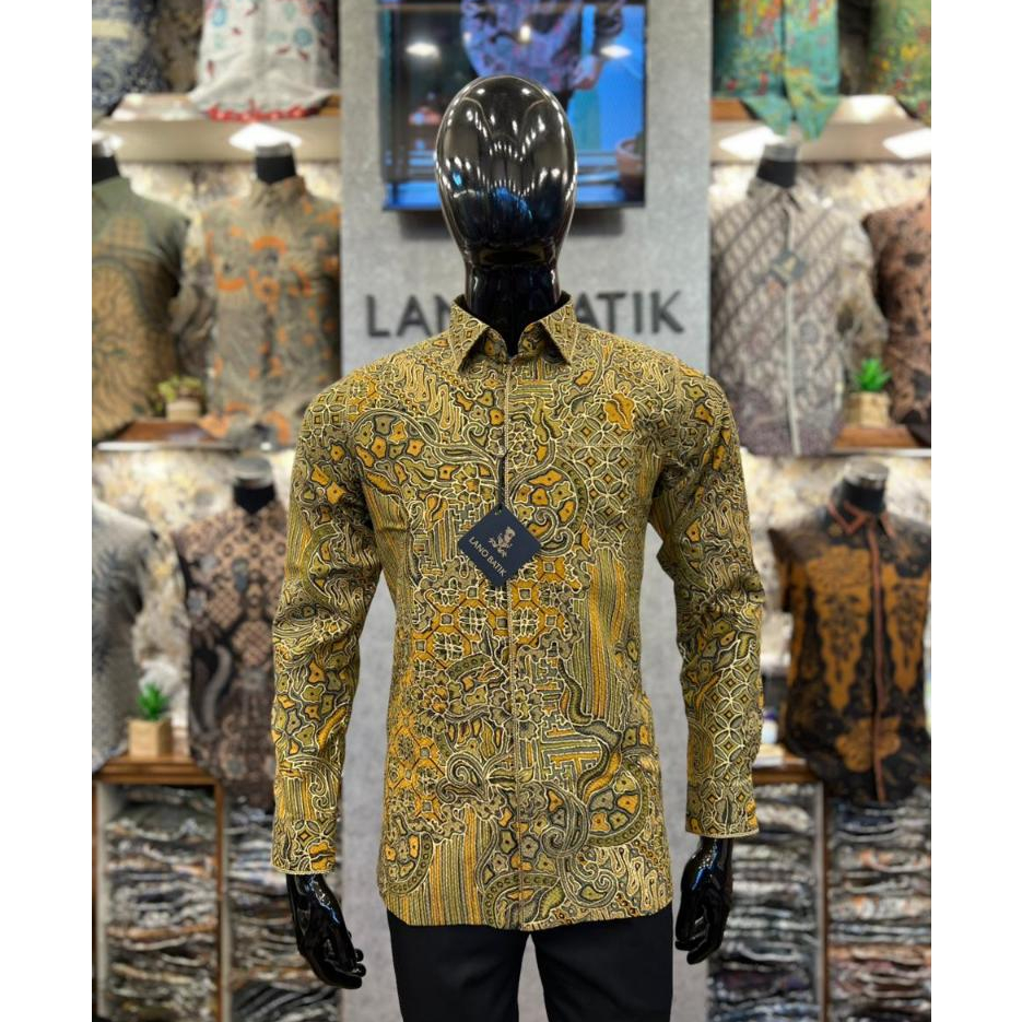 Lano Batik Tulis Prada Motif Gribik Lasem Muda Bahan Dobby | Kemeja Batik Pria Lengan Panjang | PRD