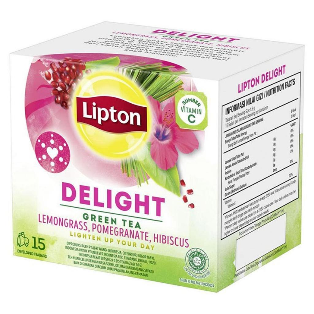 TEH LIPTON DELIGHT GREEN TEA POMEGRANATE HIBISCUS 24 G SURABAYA