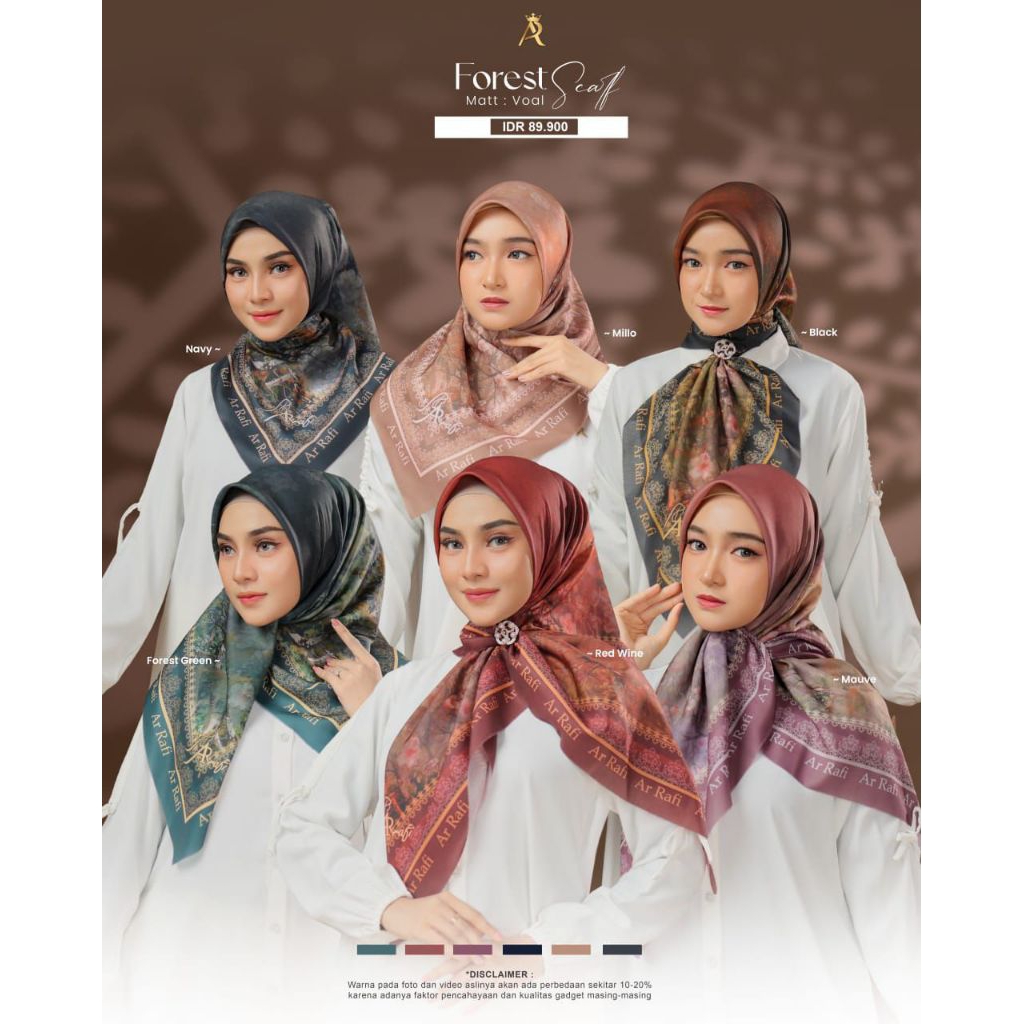 FOREST SCARF BY ARRAFI, HIJAB SEGIEMPAT ARRAFI, HIJAB SEGIEMPAT PREMIUM, HIJAB MOTIF ARRAFI, HIJAB M