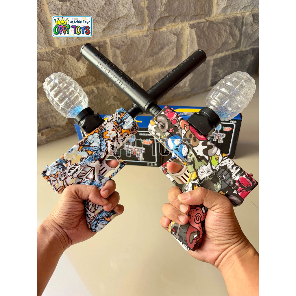 Pistol Mainan Anak Gel Blaster Elektrik 2in1 Water Gun Otomatis + Baterai USB Peluru Jelly