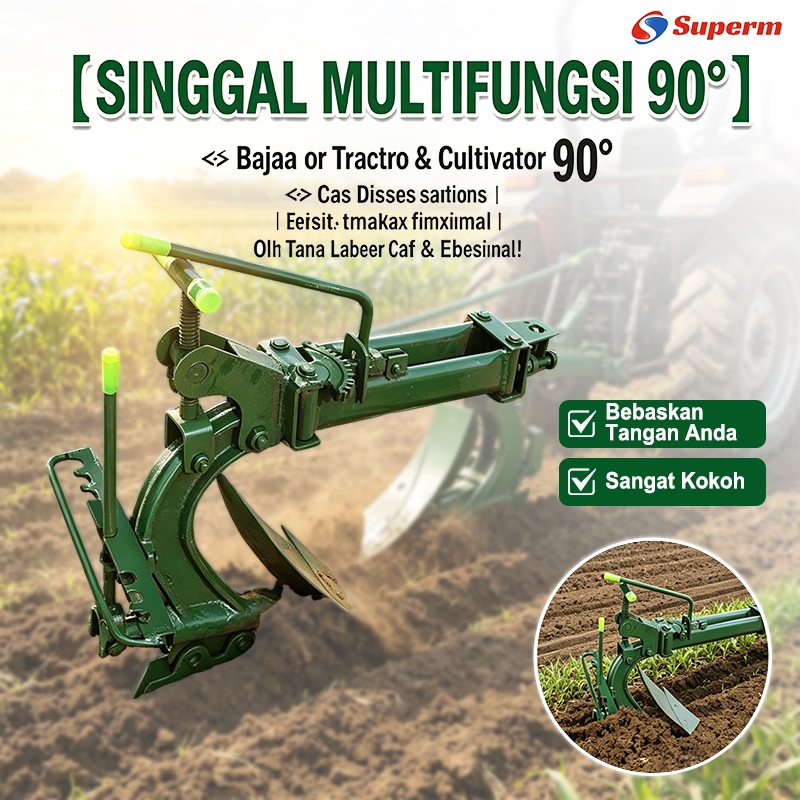 Singkal Multifungsi 90° - Bajak untuk Traktor & Cultivator, Bisa Disesuaikan - Hasil Maksimal untuk 