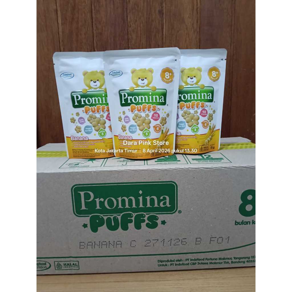 Promina Puffs 1 DUS Karton Puff Biskuit Sereal Makanan Cemilan Bayi 8 Bulan / Promina Cemilan Bayi S
