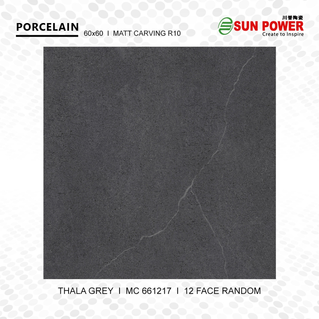 SUN POWER Thala Grey 60x60 | 120x60 Matt Carving - Granit Tiles Lantai & Dinding Sun Power Ceramics