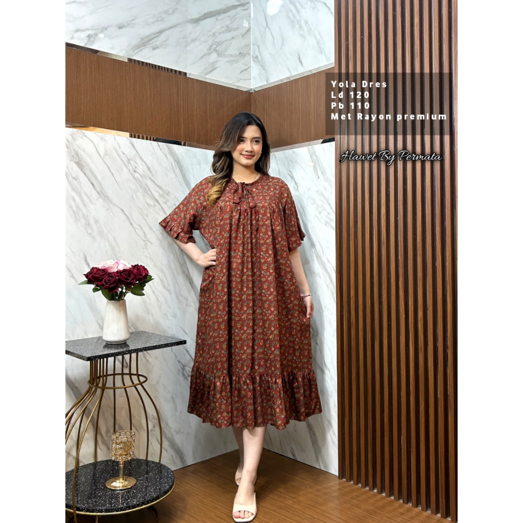 GAMIS MIDI RAYON MEDINA YOLANDA CINDY CALLA BELLA LOLLY dress dewasa kekinian rayon premium daster b