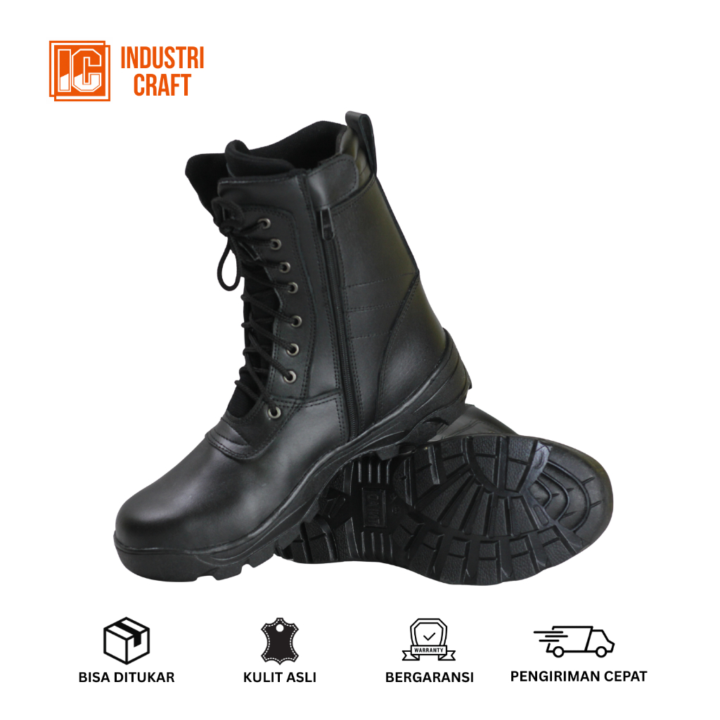 Sepatu PDL TNI Kulit Asli Model Jatah Satpam Security Banser Balantas Polri Polisi Pria Sepatu Dinas