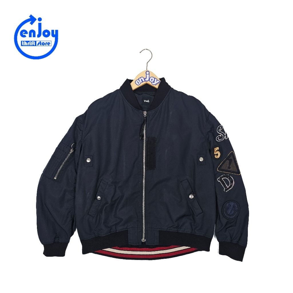 jacket kasual casual bomber patch flight V+eL fashion pria wanita second preloved